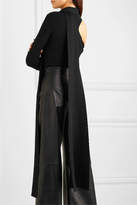 Thumbnail for your product : 16Arlington One-shoulder Tie-neck Ribbed Stretch-knit Bodysuit - Black