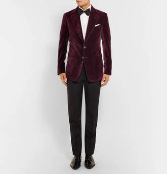 Tom Ford Burgundy Shelton Slim-Fit Velvet Tuxedo Jacket