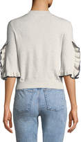 Thumbnail for your product : See by Chloe Ruffle-Sleeve Cropped Crewneck Sweater