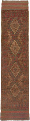 Ecarpetgallery Hand-knotted Tajik Caucasian Brown Green Wool Runner Rug (1'10 x 8')