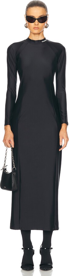 Alexander Wang Rashguard Long Sleeve Midi Dress in Black
