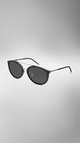 Thumbnail for your product : Burberry Check Detail Round Aviator Sunglasses