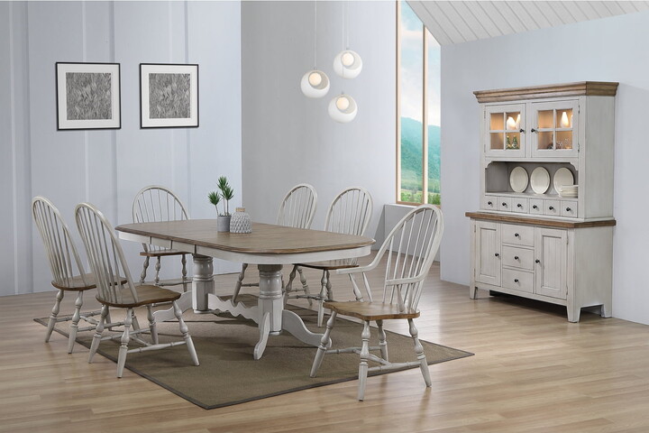 Sunset Trading Country Grove 8PC 96" Oval Extendable Wood Dining Set in Gray