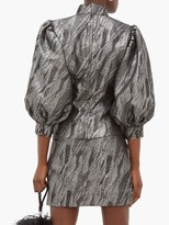 Thumbnail for your product : Ganni Balloon-sleeved Jacquard Top - Silver