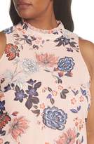 Thumbnail for your product : Vince Camuto Floral Ruffle Neck Chiffon Shift Dress