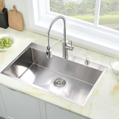 WKING Stainless Steel Drop-In Kitchen Sink With Sound Dampening And Fast Drainage Single Bowl Topmount Design For Easy Cleaning And Durability