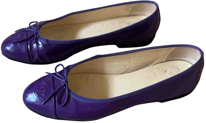 Chanel purple Patent leather Flats