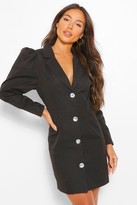 Thumbnail for your product : boohoo Woven Diamante Puff Sleeve Blazer Dress