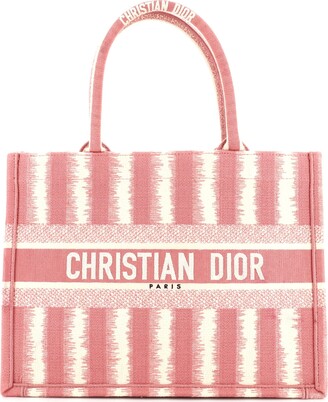Christian Dior Oblique Emroidery Book Tote Bag Pink Large