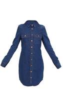Thumbnail for your product : PrettyLittleThing Dark Wash Button Up Denim Shirt Dress