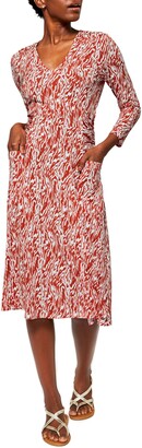 Leota Eliza Long Sleeve V-Neck Midi Dress