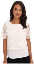 Thumbnail for your product : Rebecca Taylor Short Sleeve Top With Lace Overlay