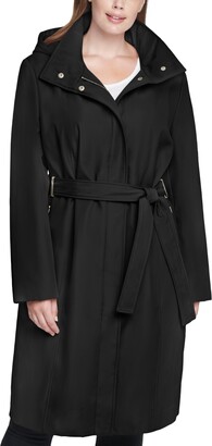 Calvin Klein Women's Plus Size Hooded Belted Raincoat - ShopStyle
