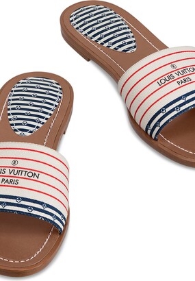 Louis Vuitton Women's Monogram Escale Lock It Mules Sandals Slides