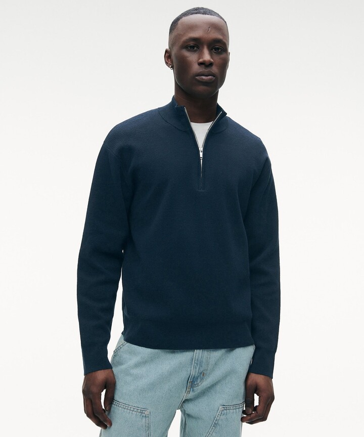 half zip cotton & cashmere pullover