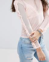Thumbnail for your product : Missguided Petite Ruffle Sleeve Mesh Tee