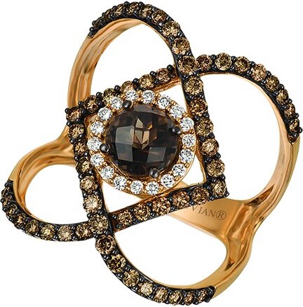 LeVian Chocolate Quartz® 14K Rose Gold 1.73 Ct. Tw. Diamond & Smoky Quartz Cocktail Ring