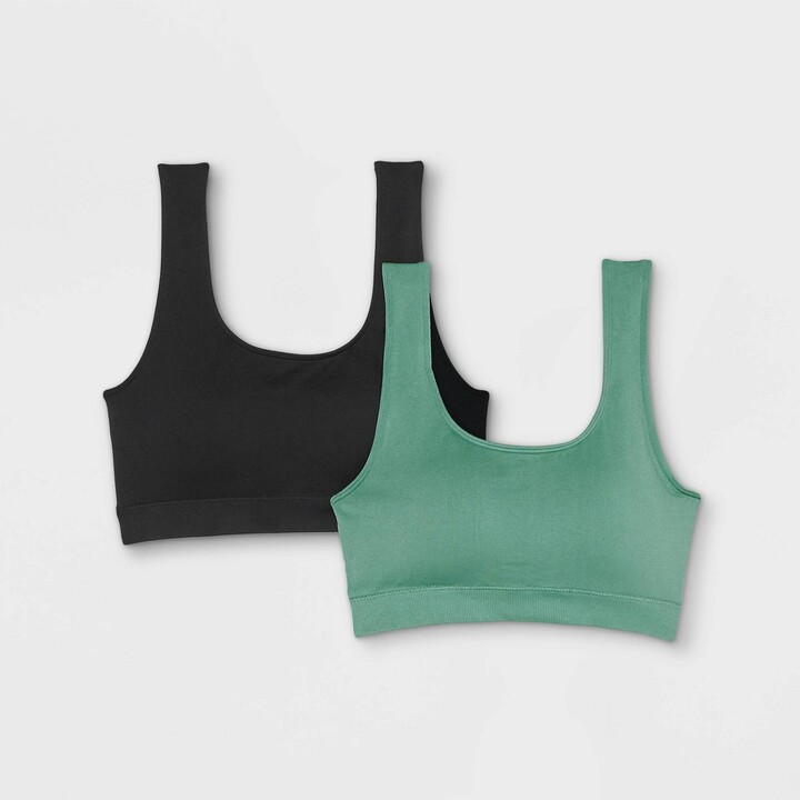 Women's 2pk Seamless Bralette - Auden™ Black/Green XL - ShopStyle Bras