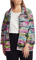 Thumbnail for your product : Caroline Rose, Plus Size Fresh & Flirty Tie-Dye Zip-Front Knit Jacket