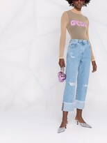 Thumbnail for your product : GCDS Logo-Embroidered Sheer Bodysuit