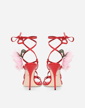 Dolce & Gabbana Nappa Leather Sandals With Silk Flower