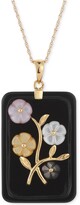 Thumbnail for your product : Macy's Jade or Onyx Carved Flower Pendant Necklace (25x38mm) in 14k Gold-Plated Sterling Silver
