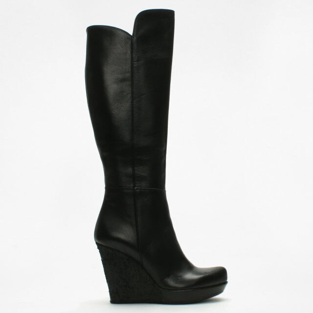 platform wedge knee high boots