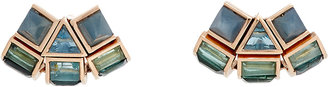 Nak Armstrong Women's Mixed Gemstone & Rose Gold Curved Mosaic Studs