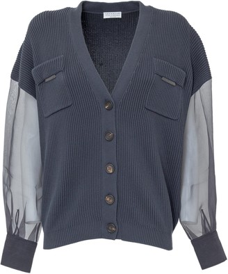 navy blue sheer cardigan