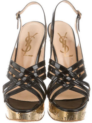 Saint Laurent Metallic Wedge Sandals
