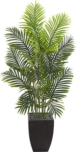 5.5Ft Paradise Palm Tree with Square Planter By Nearly Natural in Green