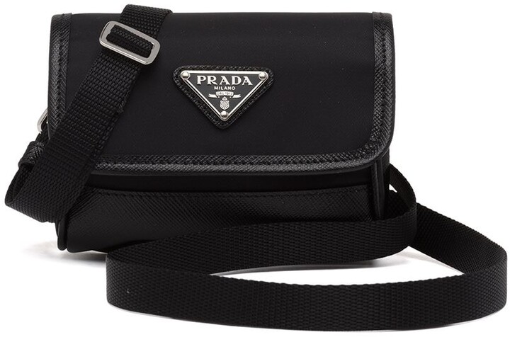 Prada Triangle Logo Mini Pouch in Black