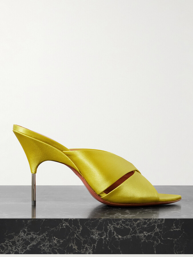 Amina Muaddi - Samantha 95 Satin Mules - Green