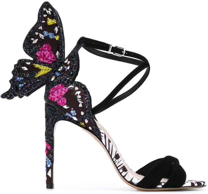 heels with butterflies on the back