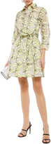 Thumbnail for your product : Maje Belted Embroidered Organza Mini Shirt Dress