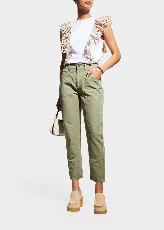 Veronica Beard Jeans Arya Paint Splattered High Rise Cropped Cargo Pants ShopStyle