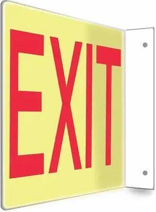 Condor 480W75 Exit Sign, Plastic, 12' W, 8' H, Exit, White