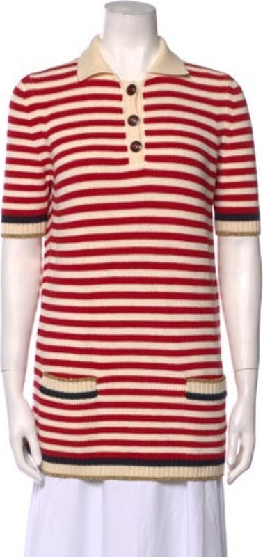 Gucci Shirtdress By Alessandro Michele Red Interlocking G Logo Glitter Accents Short Sleeve with Collar Button Closure at Front Size not listed, estimated from measurements. Designer