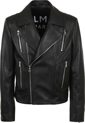 Balmain Zipped Lambskin Leather Biker Jacket