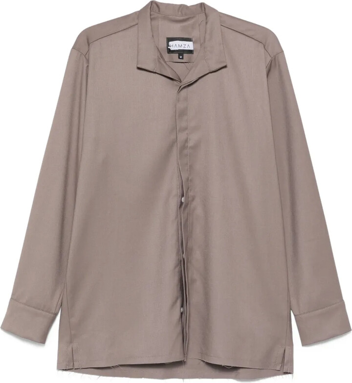 HAMZA Thom frayed-hem collared shirt