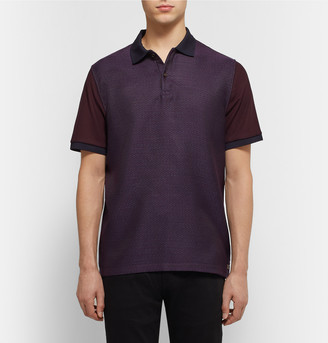 Burberry Panelled Jacquard and Cotton-Piqué Polo Shirt