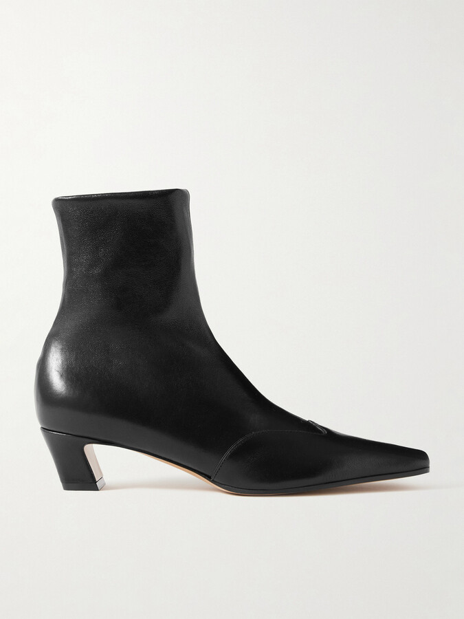 KHAITE Nevada Leather Ankle Boots - Black