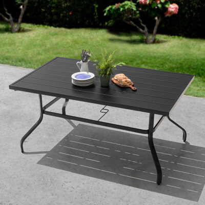 Red Barrel Studio Outdoor Rectangle Powder-coated Iron 6-Person 60.6\