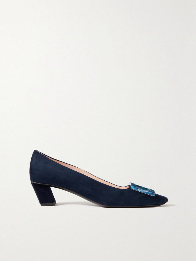 Roger Vivier Belle Vivier 45 Embellished Suede Pumps - Blue
