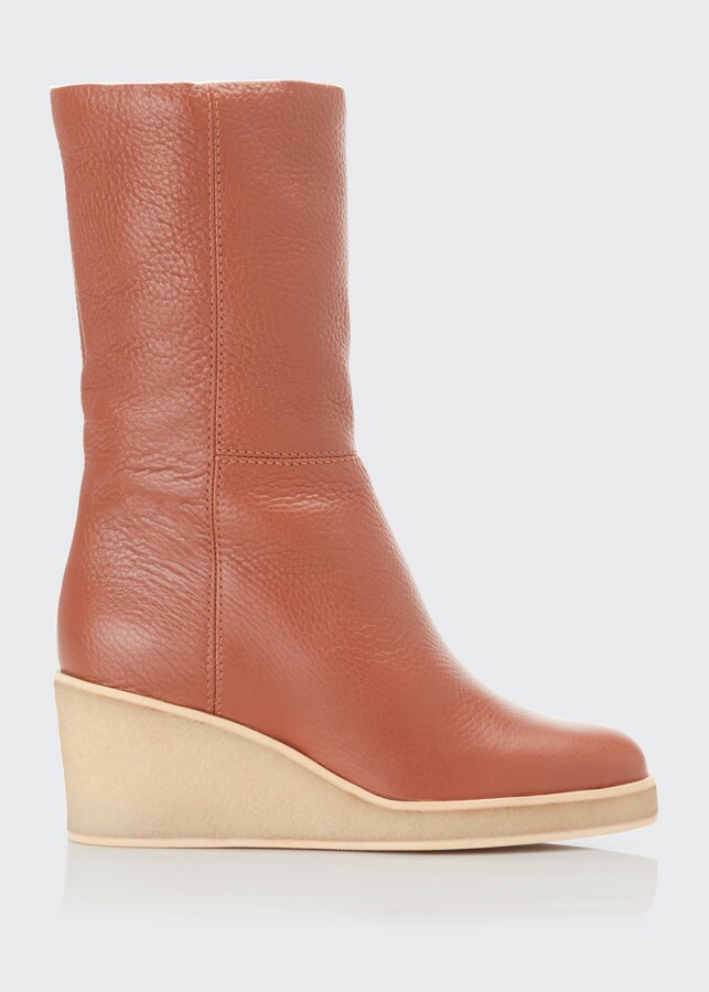 cognac wedge boots