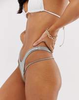 Thumbnail for your product : Minimale Animale side string thong bikini bottoms silver