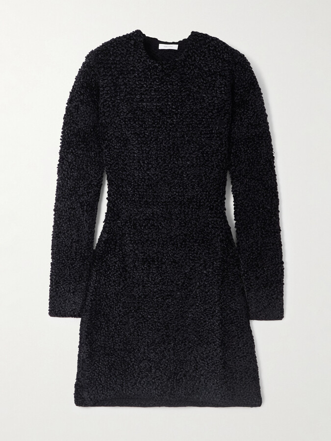 Ferragamo Jacquard-knit Bouclé Mini Dress - Black