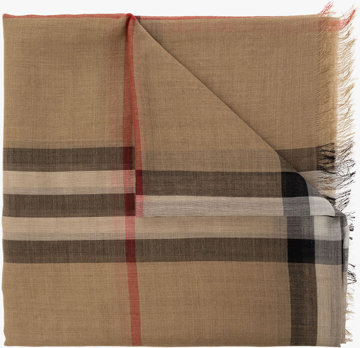 Burberry Checked Scarf - Beige - ShopStyle Scarves