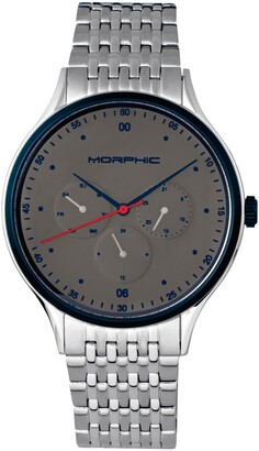 Morphic M65 Series, Grey Face, Silver Bracelet Watch w/Day/Date, 42mm