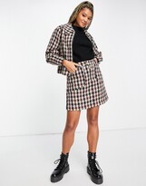 Thumbnail for your product : Maison Scotch short tweed check skirt co-ord in brown